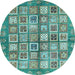 Round Abstract Light Blue Modern Rug, abs380lblu