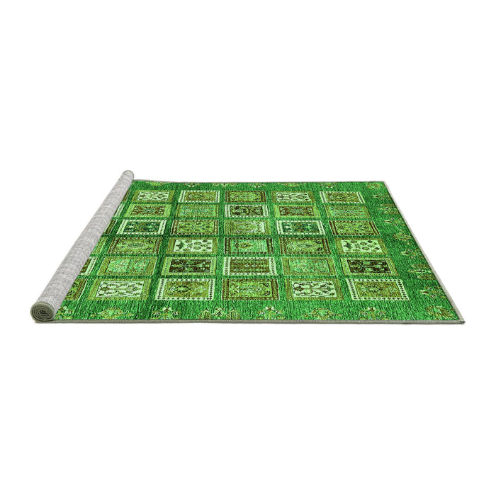 Sideview of Machine Washable Abstract Green Modern Area Rugs, wshabs380grn