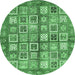 Round Abstract Emerald Green Modern Rug, abs380emgrn