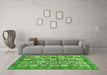 Machine Washable Abstract Green Modern Area Rugs in a Living Room,, wshabs380grn