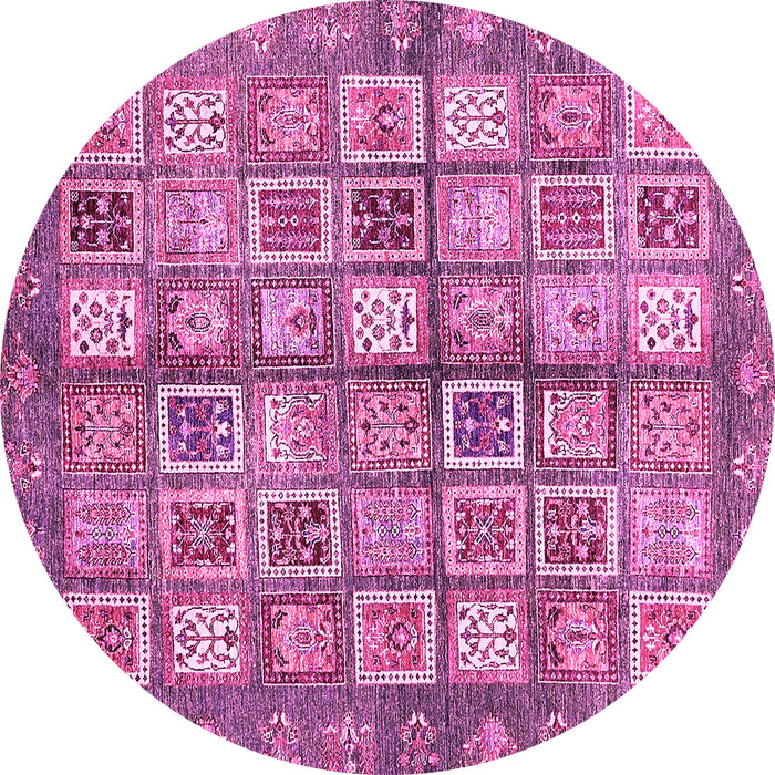 Round Machine Washable Abstract Pink Modern Rug, wshabs380pnk