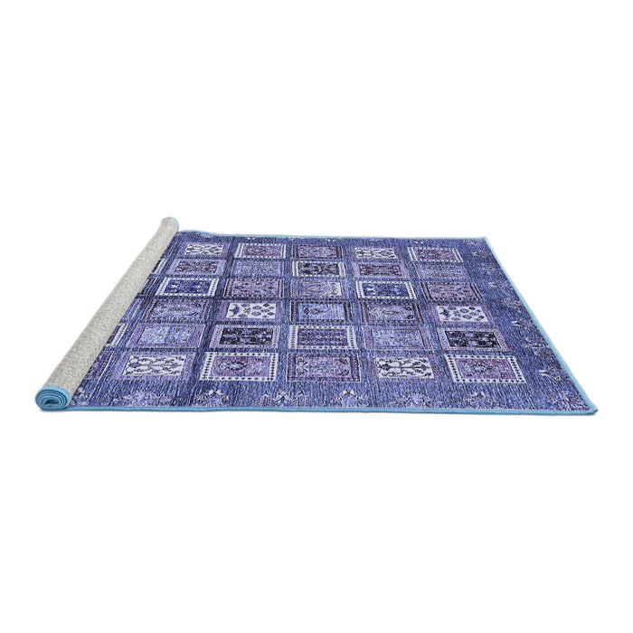 Sideview of Machine Washable Abstract Blue Modern Rug, wshabs380blu