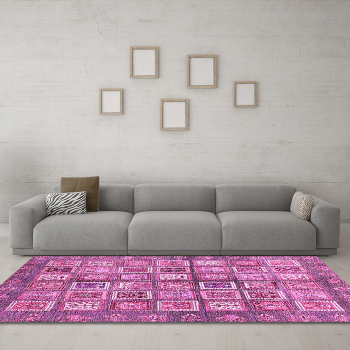 Machine Washable Abstract Pink Modern Rug in a Living Room, wshabs380pnk