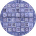 Round Machine Washable Abstract Blue Modern Rug, wshabs380blu