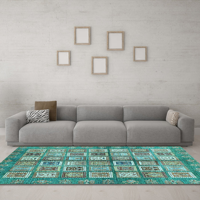 Machine Washable Abstract Light Blue Modern Rug in a Living Room, wshabs380lblu