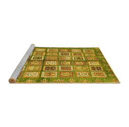 Sideview of Machine Washable Abstract Yellow Modern Rug, wshabs380yw