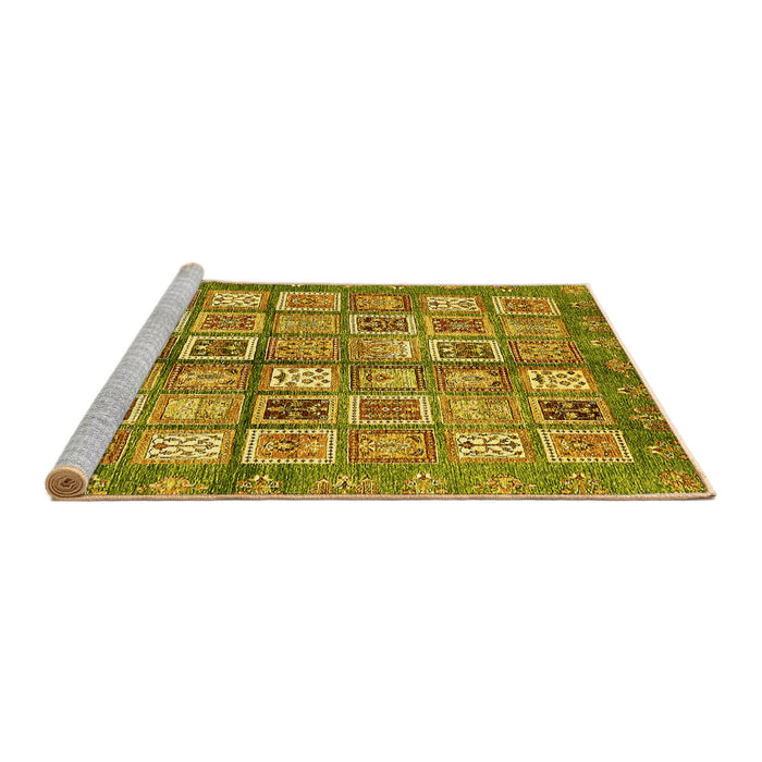 Sideview of Machine Washable Abstract Yellow Modern Rug, wshabs380yw