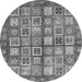 Round Machine Washable Abstract Gray Modern Rug, wshabs380gry