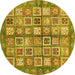 Round Machine Washable Abstract Yellow Modern Rug, wshabs380yw