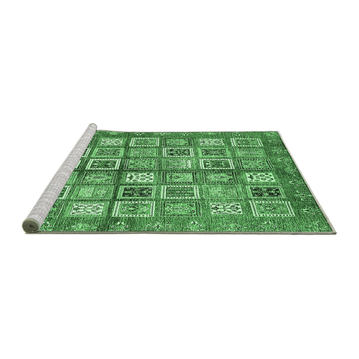 Sideview of Machine Washable Abstract Emerald Green Modern Area Rugs, wshabs380emgrn