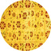 Round Abstract Yellow Modern Rug, abs3810yw