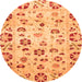 Round Abstract Orange Modern Rug, abs3810org