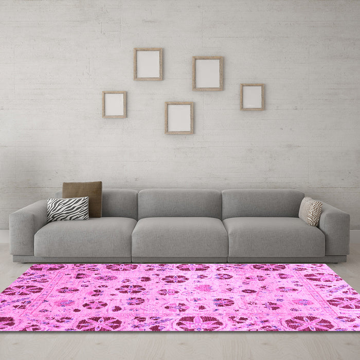 Machine Washable Abstract Purple Modern Area Rugs in a Living Room, wshabs3810pur