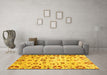 Machine Washable Abstract Yellow Modern Rug in a Living Room, wshabs3810yw