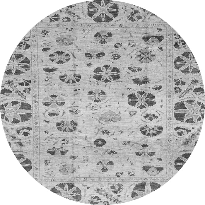Round Machine Washable Abstract Gray Modern Rug, wshabs3810gry