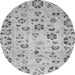 Round Machine Washable Abstract Gray Modern Rug, wshabs3810gry