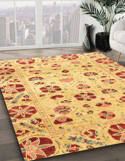 Machine Washable Abstract Orange Rug in a Family Room, wshabs3810
