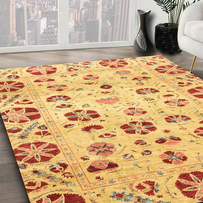 Machine Washable Abstract Orange Rug in a Family Room, wshabs3810