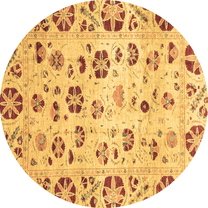Round Abstract Brown Modern Rug, abs3810brn