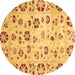 Round Abstract Brown Modern Rug, abs3810brn