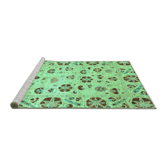 Sideview of Machine Washable Abstract Turquoise Modern Area Rugs, wshabs3810turq