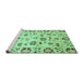 Sideview of Machine Washable Abstract Turquoise Modern Area Rugs, wshabs3810turq