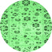 Round Abstract Emerald Green Modern Rug, abs3810emgrn