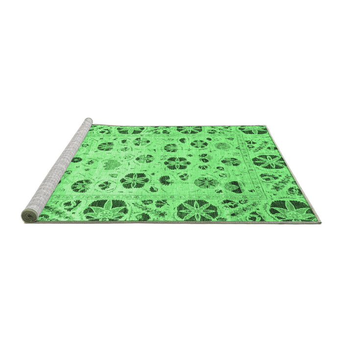 Sideview of Machine Washable Abstract Emerald Green Modern Area Rugs, wshabs3810emgrn