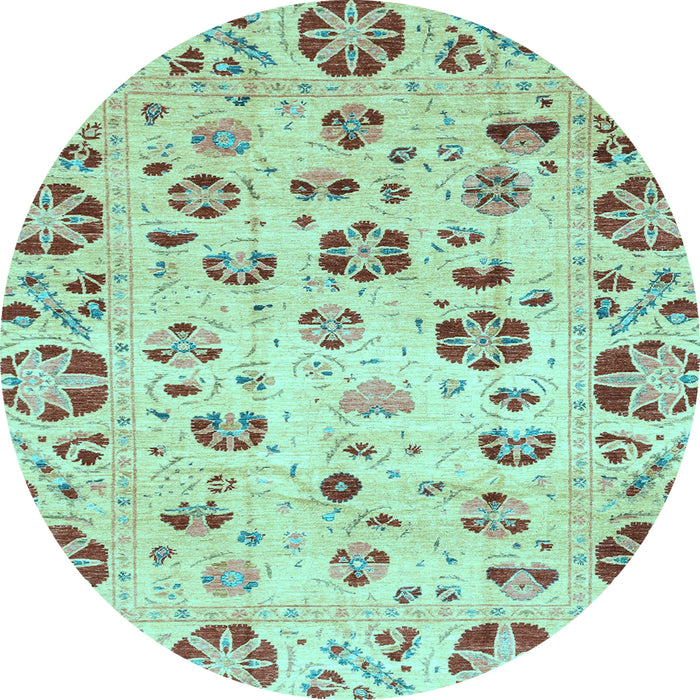 Round Abstract Light Blue Modern Rug, abs3810lblu