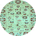 Round Abstract Light Blue Modern Rug, abs3810lblu