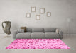 Machine Washable Abstract Pink Modern Rug in a Living Room, wshabs3810pnk