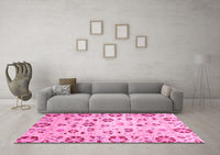 Machine Washable Abstract Pink Modern Rug, wshabs3810pnk