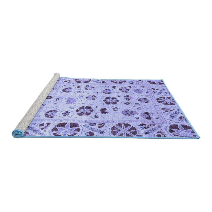 Sideview of Machine Washable Abstract Blue Modern Rug, wshabs3810blu