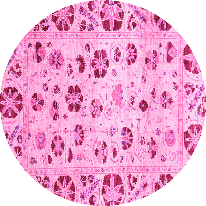 Round Abstract Pink Modern Rug, abs3810pnk
