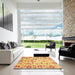 Square Machine Washable Abstract Orange Rug in a Living Room, wshabs3810