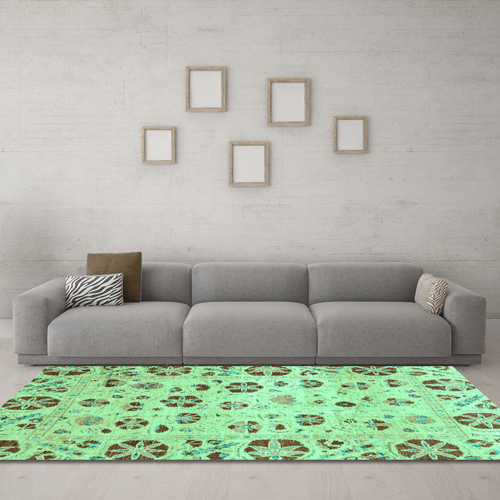 Machine Washable Abstract Turquoise Modern Area Rugs in a Living Room,, wshabs3810turq