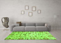 Machine Washable Abstract Green Modern Rug, wshabs3810grn