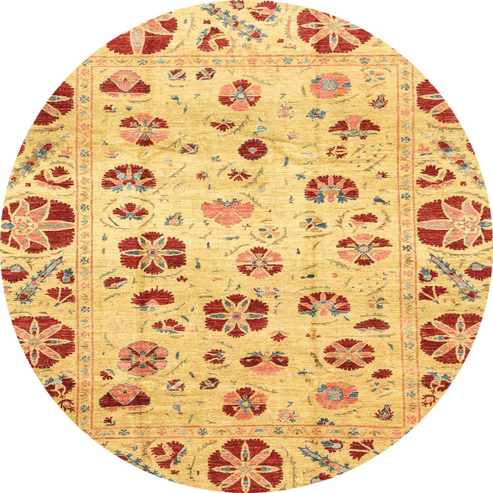 Round Abstract Orange Modern Rug, abs3810