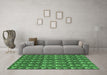 Machine Washable Abstract Emerald Green Modern Area Rugs in a Living Room,, wshabs3811emgrn