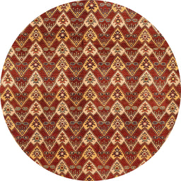 Round Machine Washable Abstract Tomato Red Rug, wshabs3811