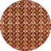 Round Machine Washable Abstract Tomato Red Rug, wshabs3811