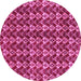 Round Machine Washable Abstract Pink Modern Rug, wshabs3811pnk