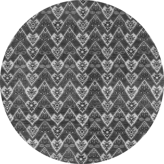Round Machine Washable Abstract Gray Modern Rug, wshabs3811gry