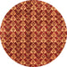 Round Machine Washable Abstract Orange Modern Area Rugs, wshabs3811org