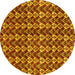 Round Abstract Yellow Modern Rug, abs3811yw