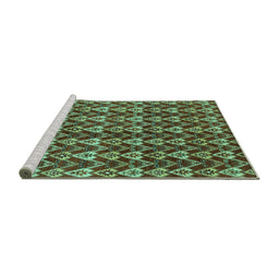 Sideview of Machine Washable Abstract Turquoise Modern Area Rugs, wshabs3811turq