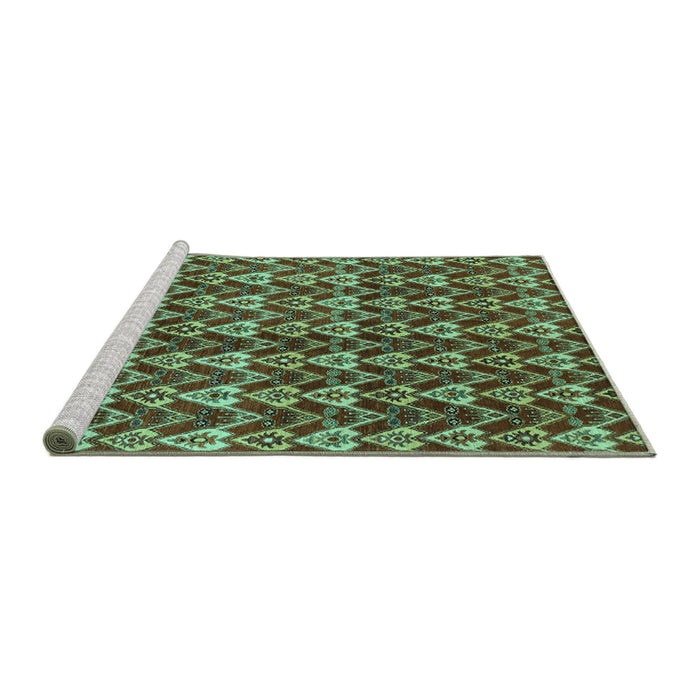 Sideview of Machine Washable Abstract Turquoise Modern Area Rugs, wshabs3811turq