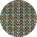 Round Abstract Light Blue Modern Rug, abs3811lblu