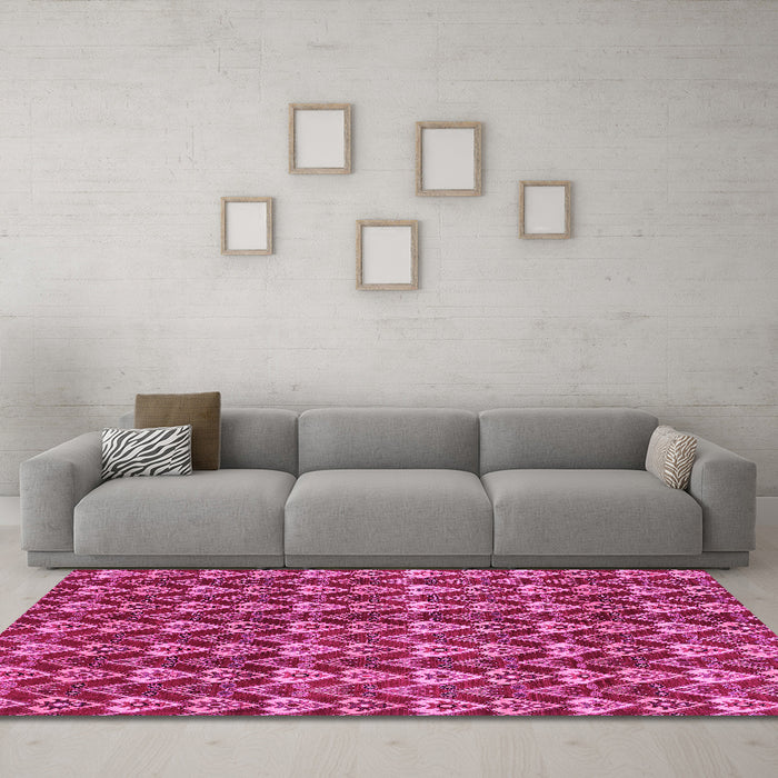 Machine Washable Abstract Pink Modern Rug in a Living Room, wshabs3811pnk