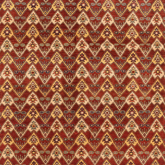 Square Machine Washable Abstract Tomato Red Rug, wshabs3811